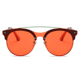 Escobar - Round Circle Brow-Bar Tinted Lens Sunglasses