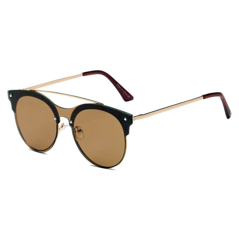 Escobar - Round Circle Brow-Bar Tinted Lens Sunglasses