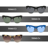 HENRIETTA Half Frame Round Cat Eye Sunglasses