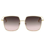 ENOCH Metal Flat Lens Square Sunglasses