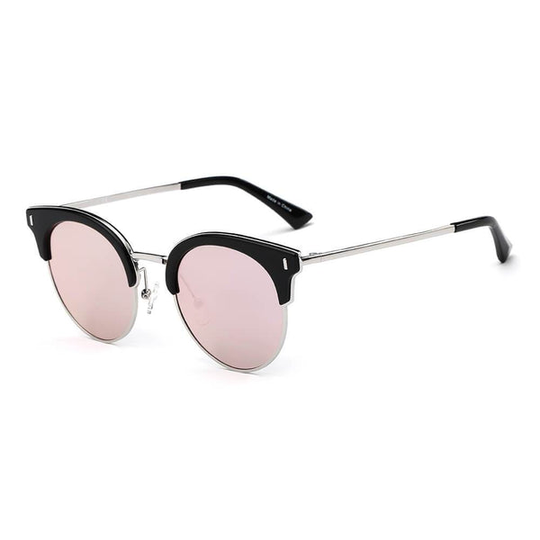 BILOXI Half Frame Round Cat Eye Polarized Sunglasses