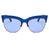 HENRIETTA Half Frame Round Cat Eye Sunglasses