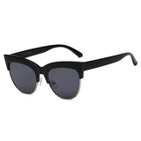 HENRIETTA Half Frame Round Cat Eye Sunglasses