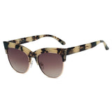 HENRIETTA Half Frame Round Cat Eye Sunglasses