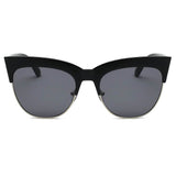 HENRIETTA Half Frame Round Cat Eye Sunglasses