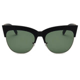 HENRIETTA Half Frame Round Cat Eye Sunglasses