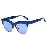 HENRIETTA Half Frame Round Cat Eye Sunglasses