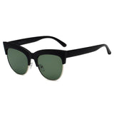 HENRIETTA Half Frame Round Cat Eye Sunglasses