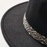 Rhombus Print Strap Panama Hat