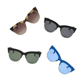 HENRIETTA Half Frame Round Cat Eye Sunglasses
