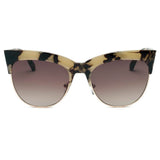 HENRIETTA Half Frame Round Cat Eye Sunglasses